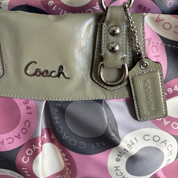 Coach Ashley Snap Head Carryall Handbag - Pink and Grey - Picture 9 of 13